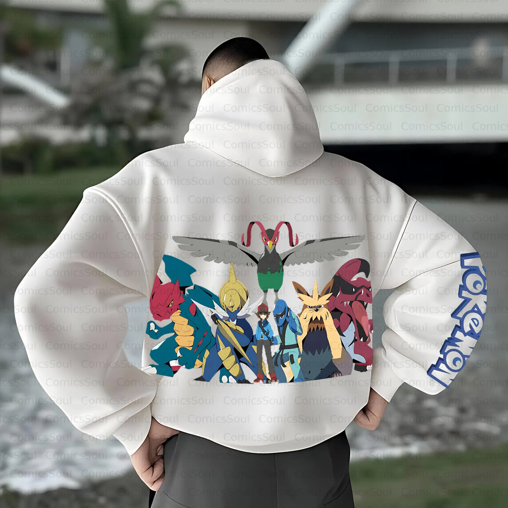 PKM-Unisex Anime Inspired Vintage Plush Hoodie