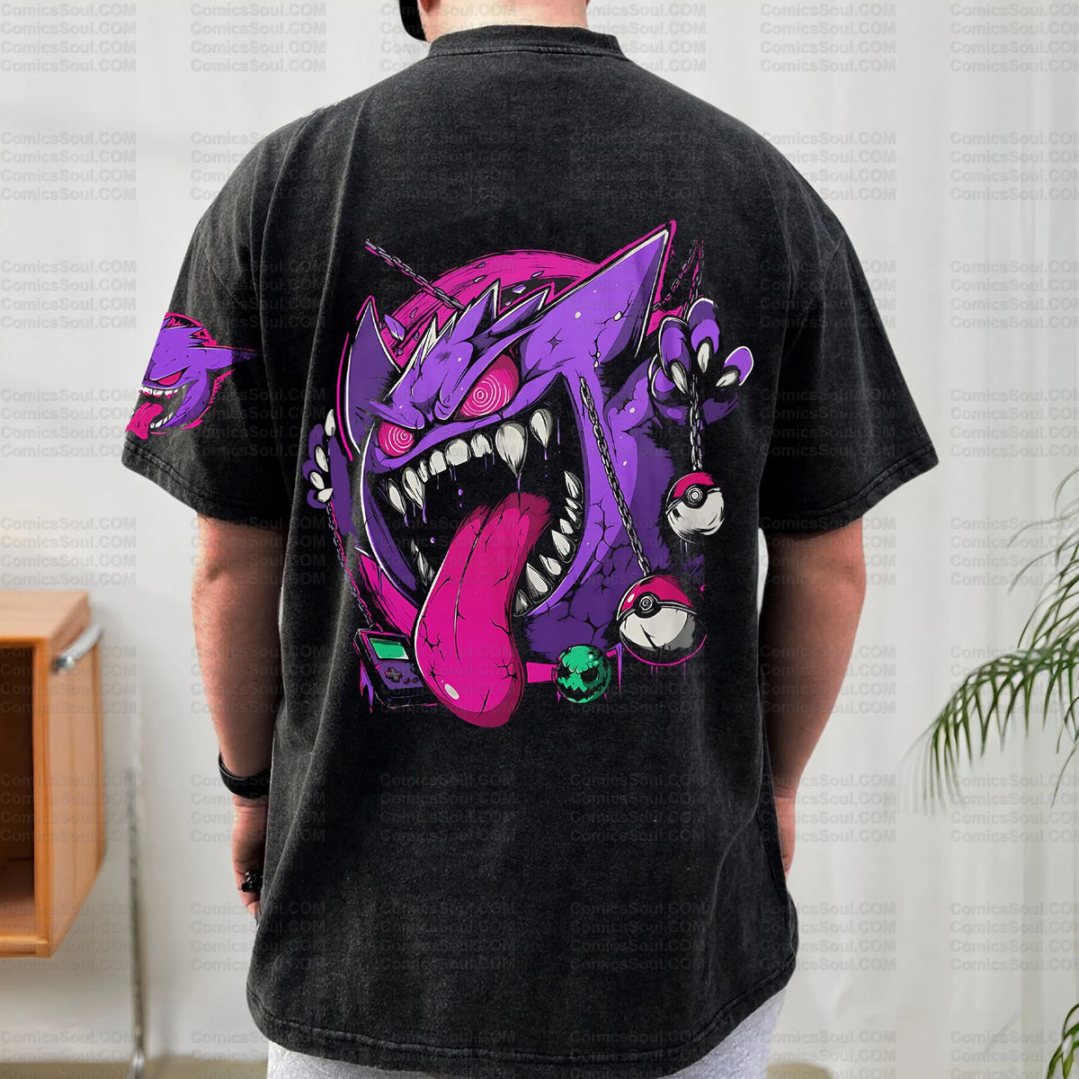 PKM-Unisex Anime Inspired Vintage Washed T-Shirt
