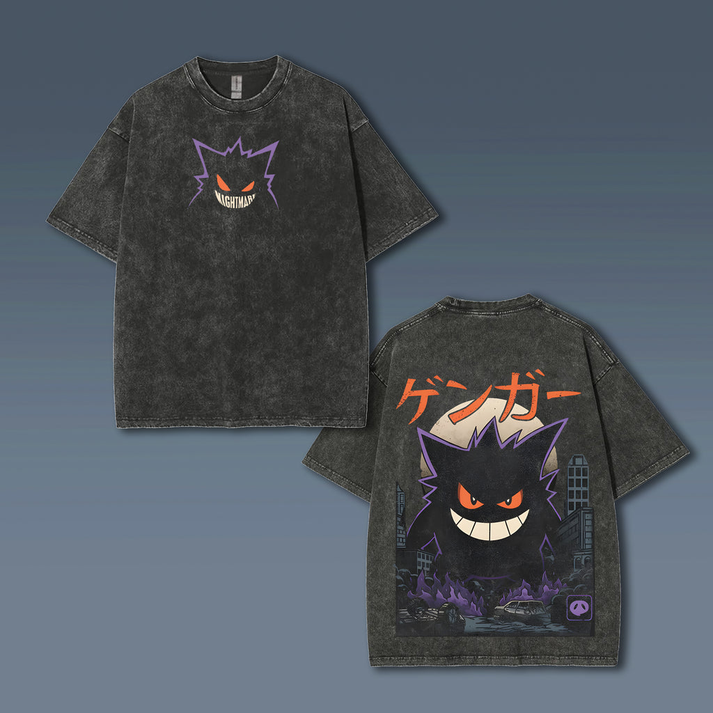 PKM-Unisex Anime Style Vintage Washed T-Shirt
