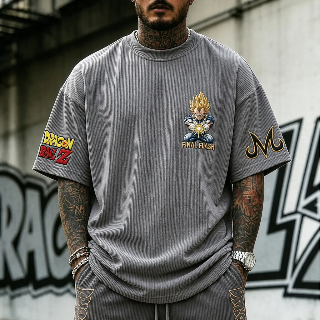 Dragon Ball Unisex Short-Sleeve Corduroy T-Shirt With Anime Print