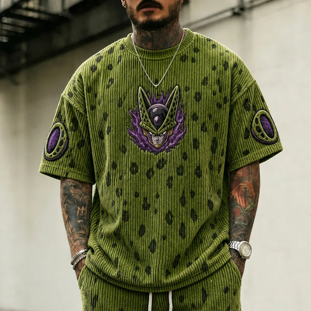 Dragon Ball Unisex Anime-Style Retro Corduroy Oversized T-Shirt