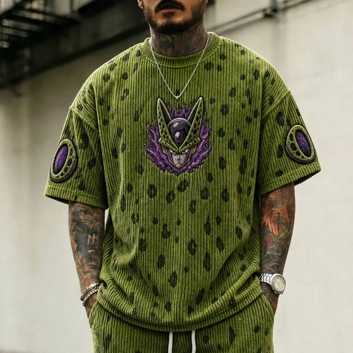 Dragon Ball Unisex Anime-Style Retro Corduroy Oversized T-Shirt
