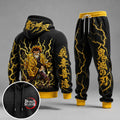 KNY Vintage Anime Print Long Sleeve Drawstring Tracksuit Hoodie Set