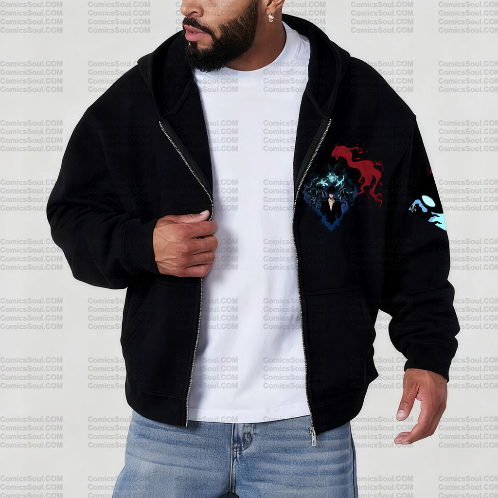SL-Unisex Graphic Streetwear Vintage Zipper Cardigan Plush Hoodie