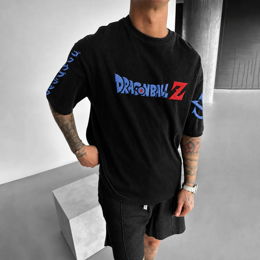 Dragon Ball Unisex Anime-Style Retro Corduroy Oversized T-Shirt