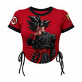 Dragon Ball Women's Slim-Fit Short-Sleeve T-Shirt With Anime Print And Side Drawstrings