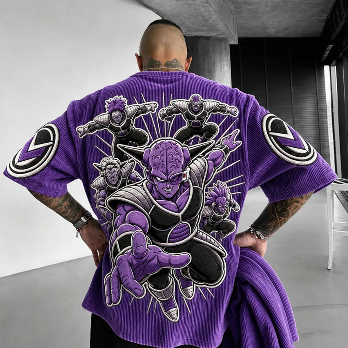 Dragon Ball Unisex Anime-Style Retro Corduroy Oversized T-Shirt