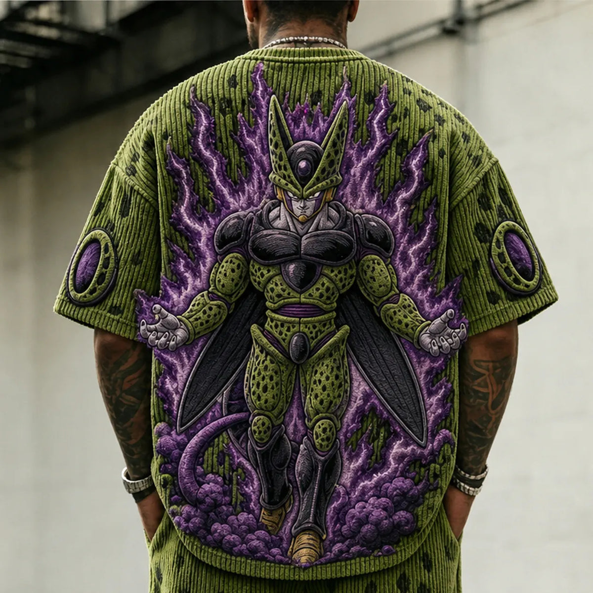 Dragon Ball Unisex Anime-Style Retro Corduroy Oversized T-Shirt