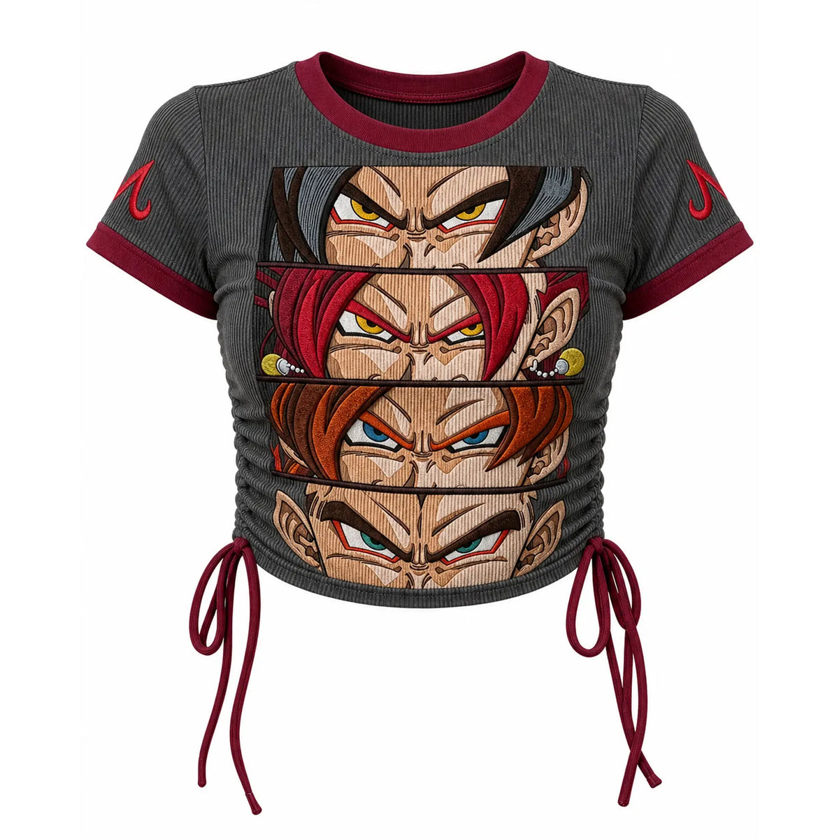 Dragon Ball Women's Slim-Fit Short-Sleeve T-Shirt With Anime Print And Side Drawstrings