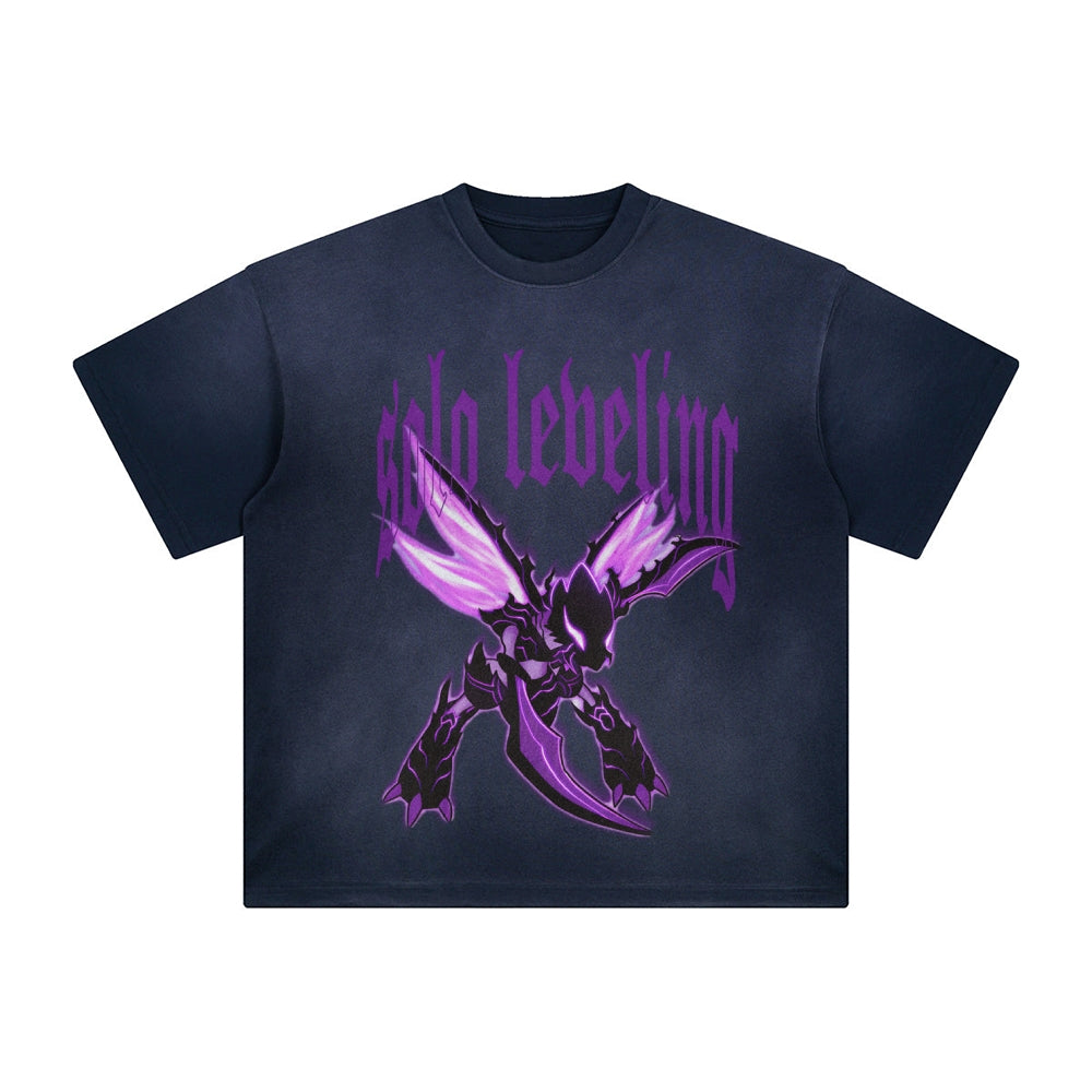 SL-Unisex Anime Inspired Washed  Vintage T-Shirt