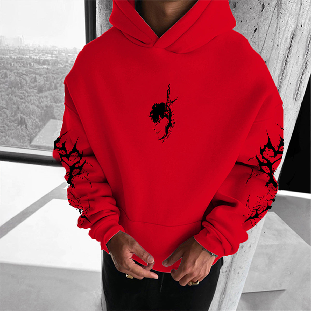 SL-Unisex Anime Graphic Streetwear Vintage Plush Hoodie