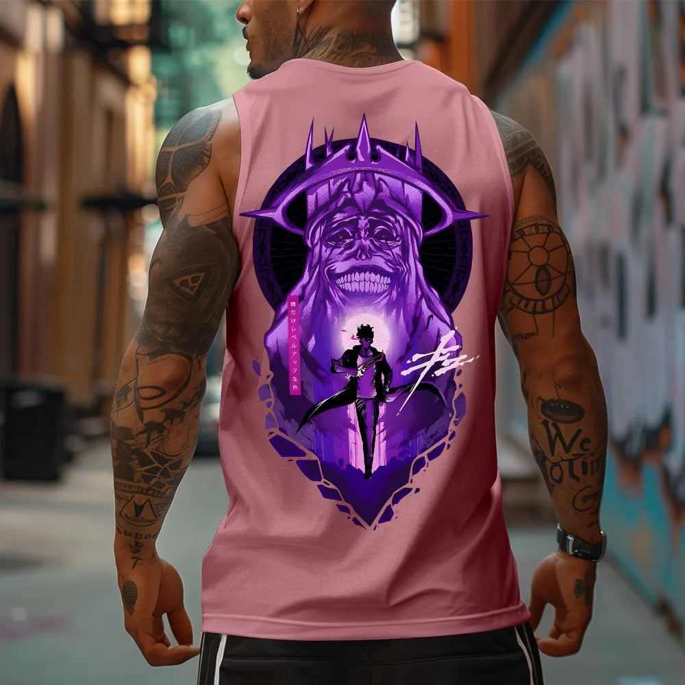 SL-Oversized Anime Print Gym Tank Top