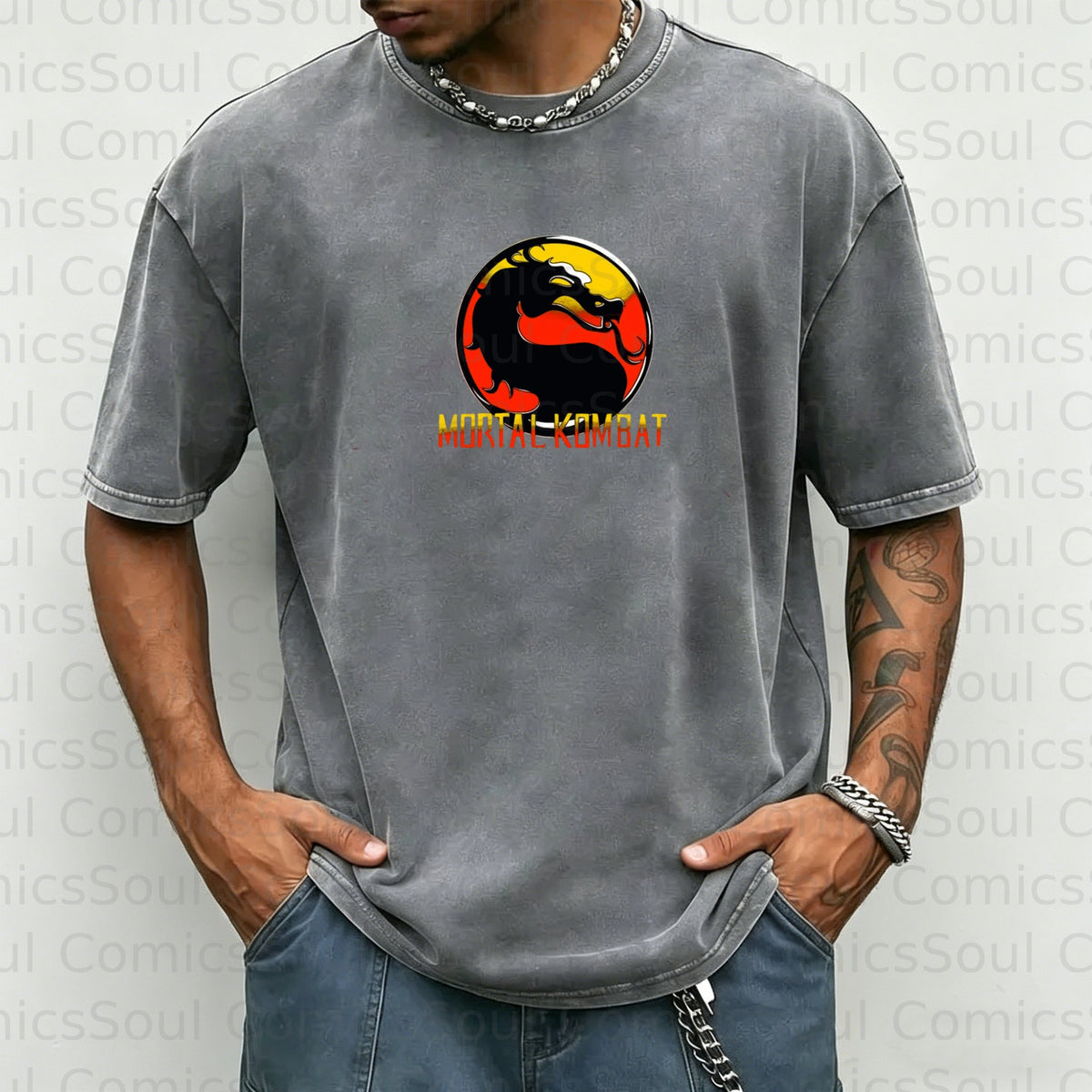 MK-Unisex Anime Inspired Vintage Washed T-Shirt