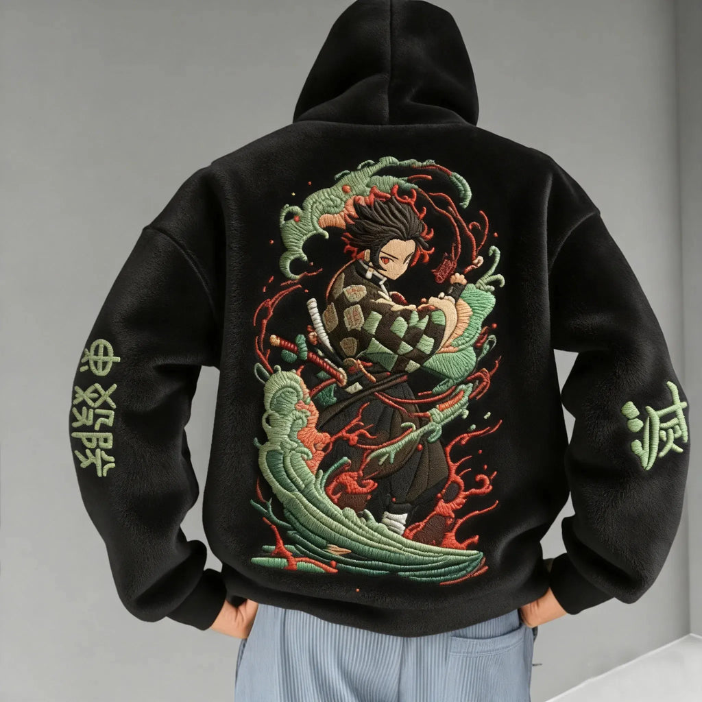 KNY Color-blocked Corduroy Hooded Sweatshirt