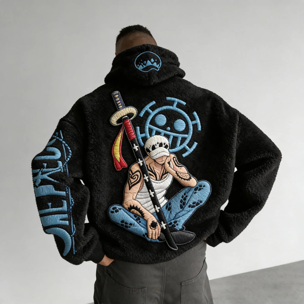 One Piece Color-blocked Plush Hoodie
