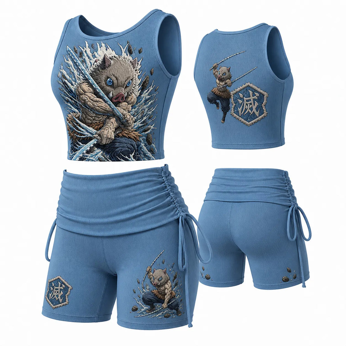 KNY Women's Anime-Print Tank Top And Shorts Sports Set