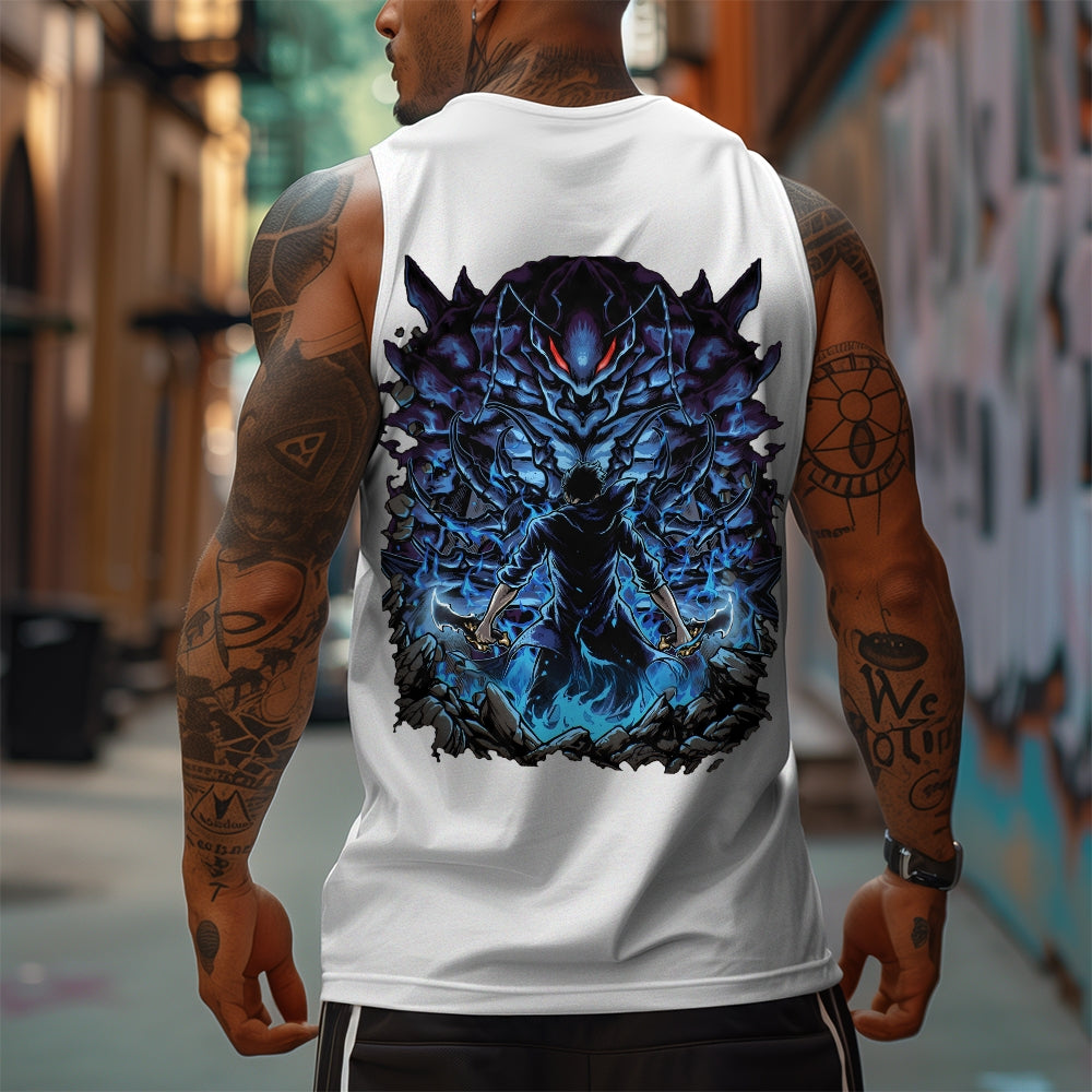 SL-Oversized Anime Print Gym Tank Top