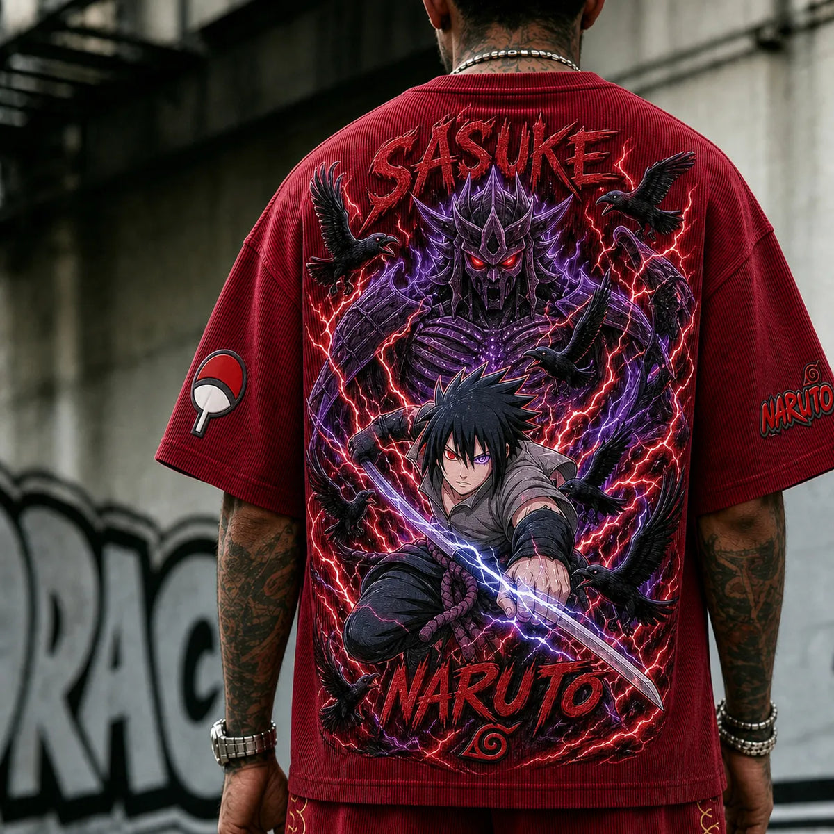 NINDO Unisex Anime-Style Retro Corduroy Oversized T-Shirt