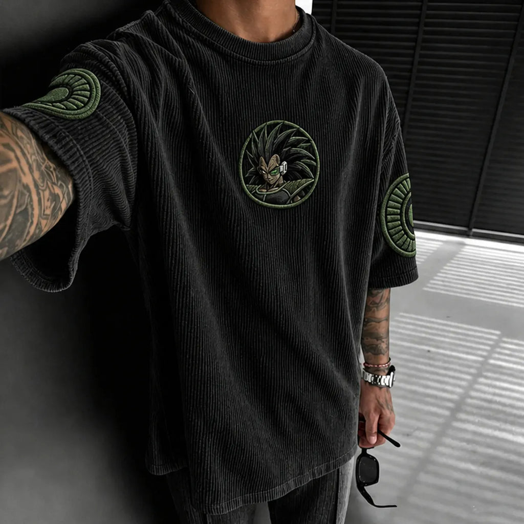 Dragon Ball Unisex Anime-Style Retro Corduroy Oversized T-Shirt