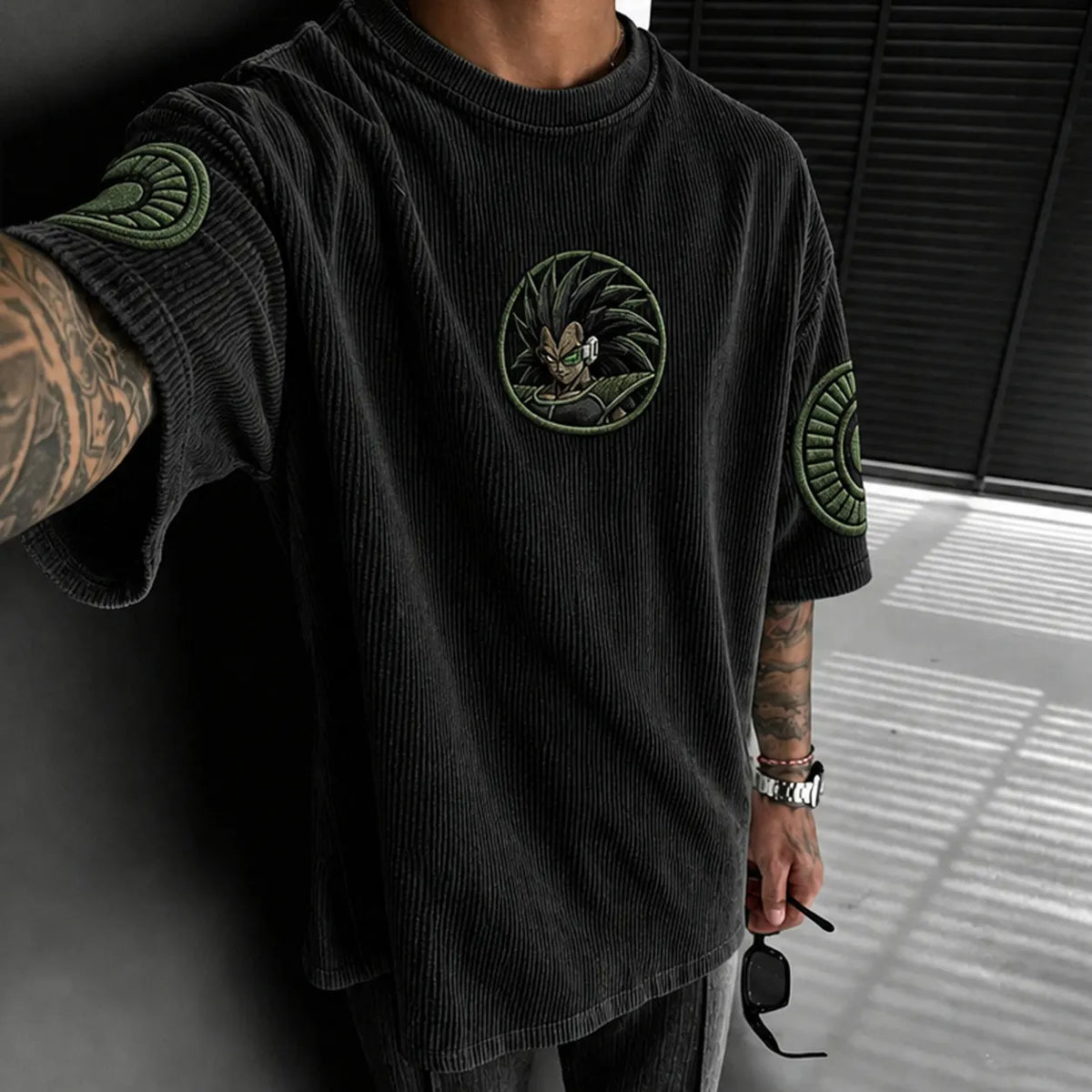 Dragon Ball Unisex Anime-Style Retro Corduroy Oversized T-Shirt