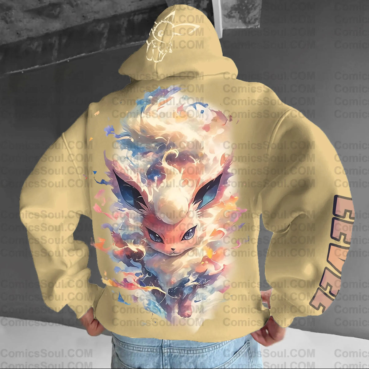 PKM-Unisex Anime Graphic Streetwear Vintage Plush Hoodie| Eevee