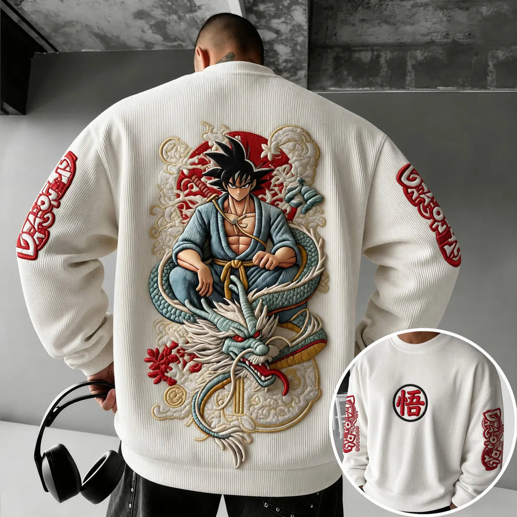 Dragon Ball Unisex Retro Corduroy Sweatshirt In Anime Style