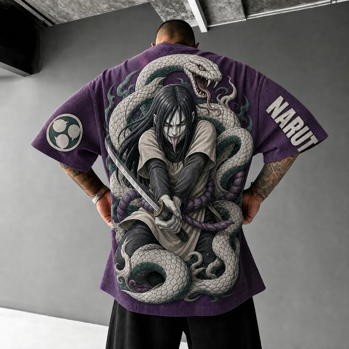 NINDO Unisex Anime-Style Retro Corduroy Oversized T-Shirt