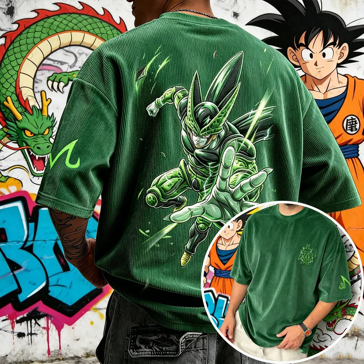 Dragon Ball Unisex Anime Inspired Vintage Corduroy T-Shirt