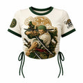 One Piece Women's Slim-Fit Short-Sleeve T-Shirt With Anime Print And Side Drawstrings