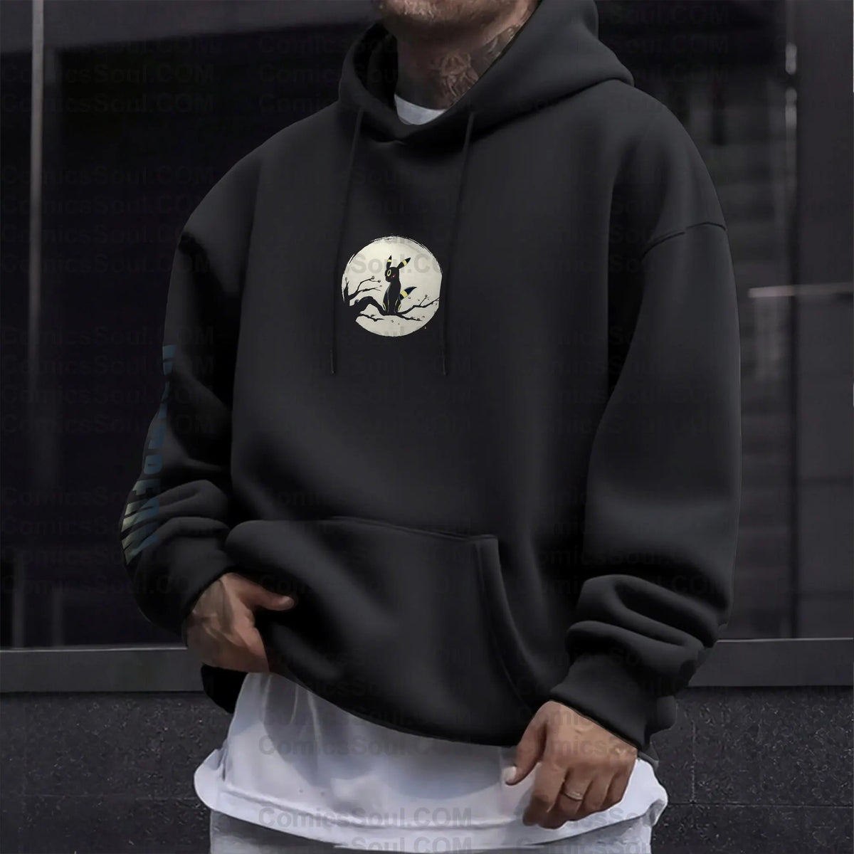 PKM-Unisex Anime Graphic Streetwear Vintage Plush Hoodie| Eevee
