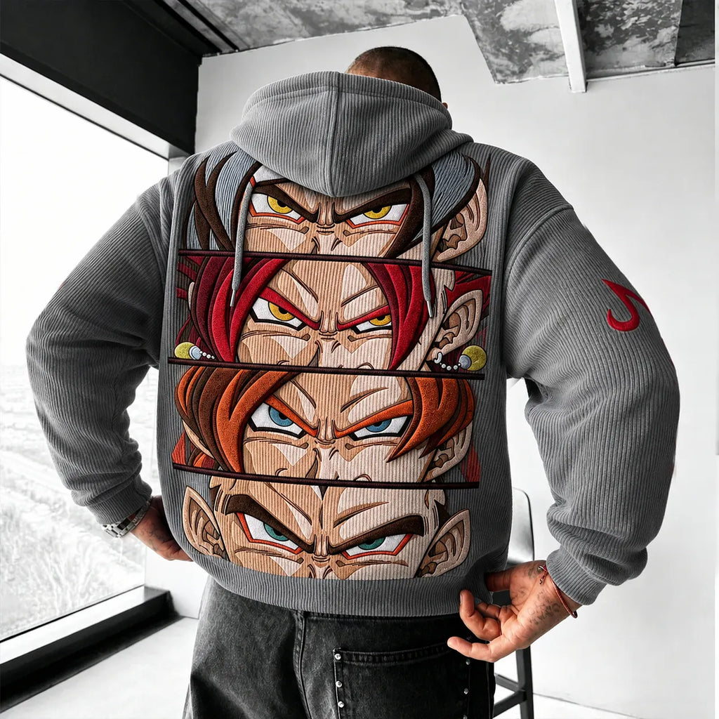 Dragon Ball Unisex Retro Corduroy Hoodie With Anime-style Graphics