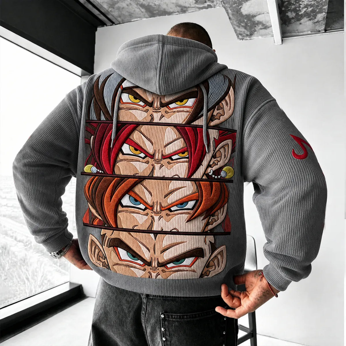 Dragon Ball Unisex Retro Corduroy Hoodie With Anime-style Graphics