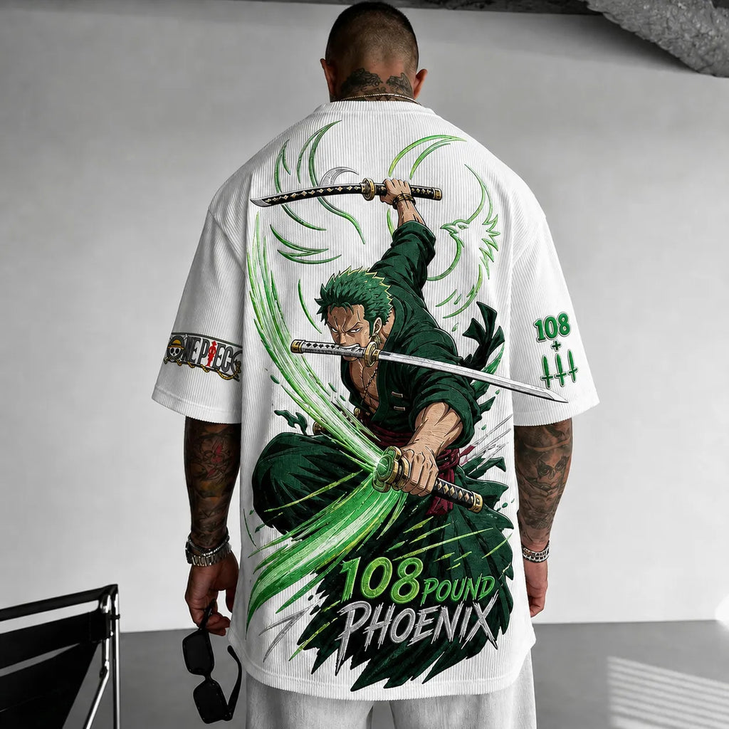 One Piece Unisex Short-Sleeve Corduroy T-Shirt With Anime Print