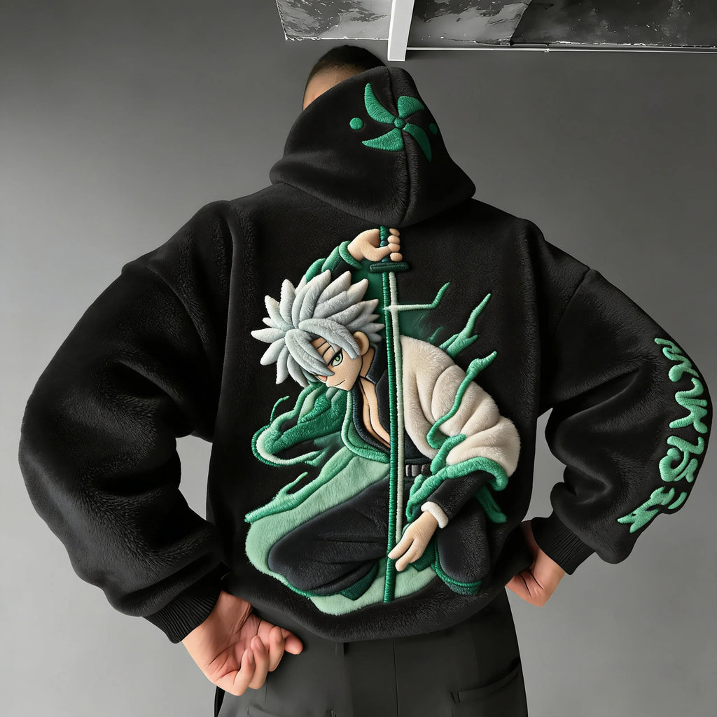 KNY Color-blocked Corduroy Hooded Sweatshirt