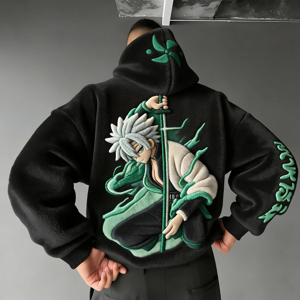 KNY Color-blocked Corduroy Hooded Sweatshirt