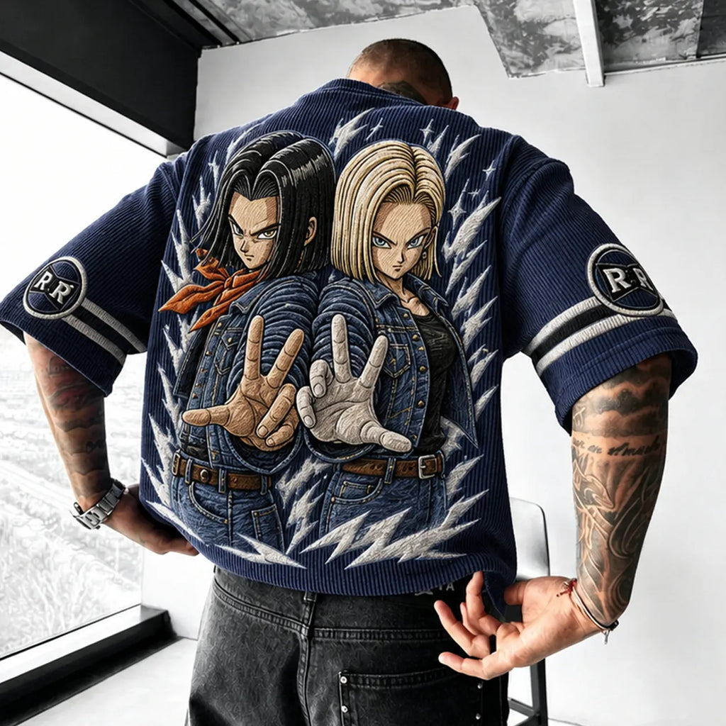 Dragon Ball Unisex Anime-Style Retro Corduroy Oversized T-Shirt