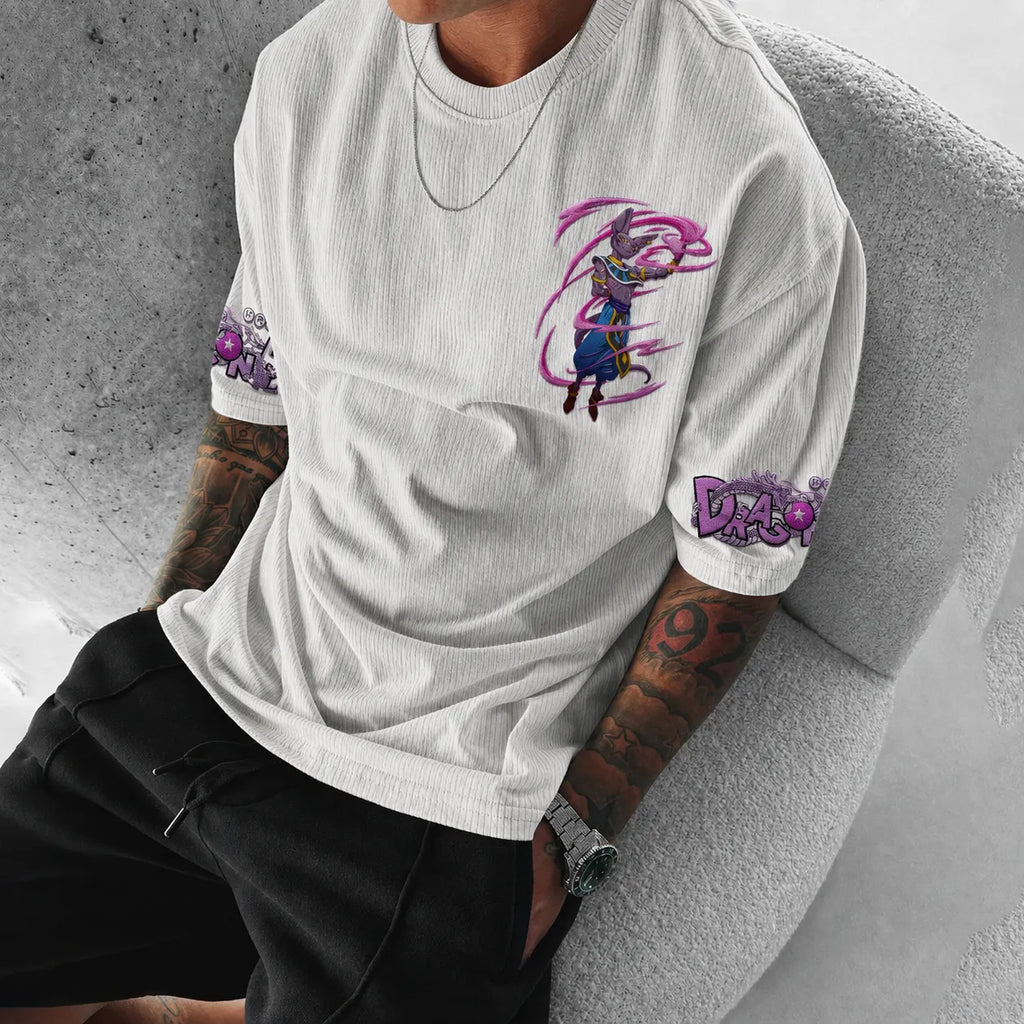 Dragon Ball Unisex Anime-Style Retro Corduroy Oversized T-Shirt