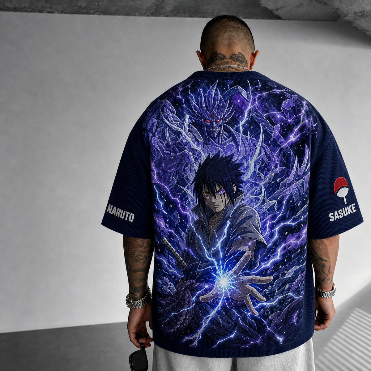 NINDO Unisex Anime-Style Retro Corduroy Oversized T-Shirt