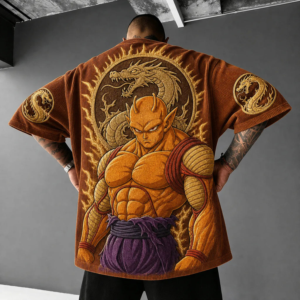 Dragon Ball Unisex Short-Sleeve Corduroy T-Shirt With Anime Print