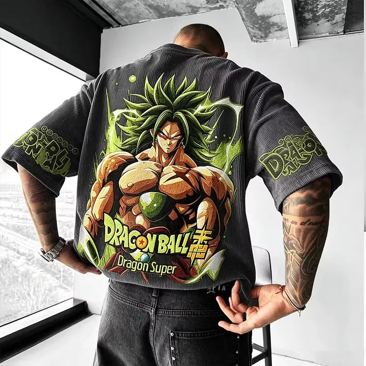 Dragon Ball Anime-Inspired Vintage Waffle Knit T-Shirt