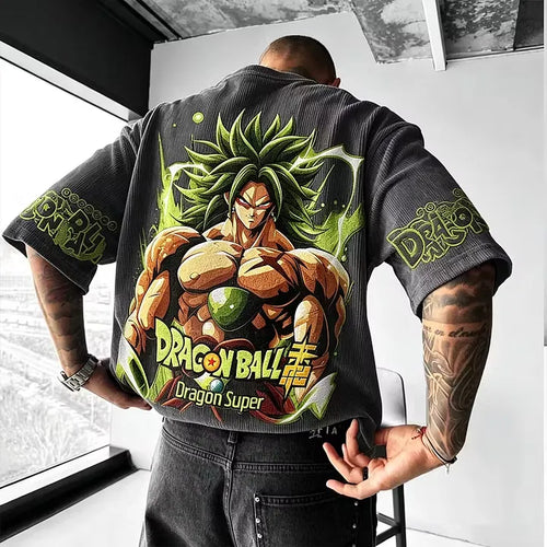 Dragon Ball Anime-Inspired Vintage Waffle Knit T-Shirt