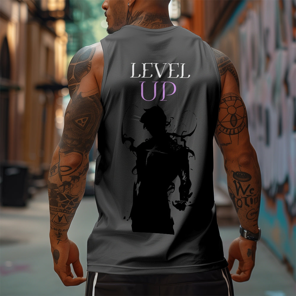 SL-Oversized Anime Print Gym Tank Top