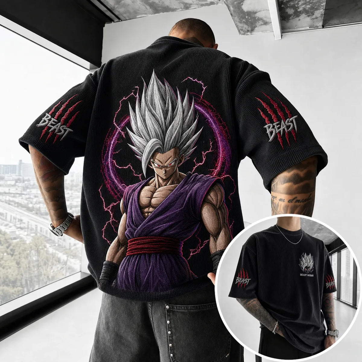 Dragon Ball Unisex Short-Sleeve Corduroy T-Shirt With Anime Print