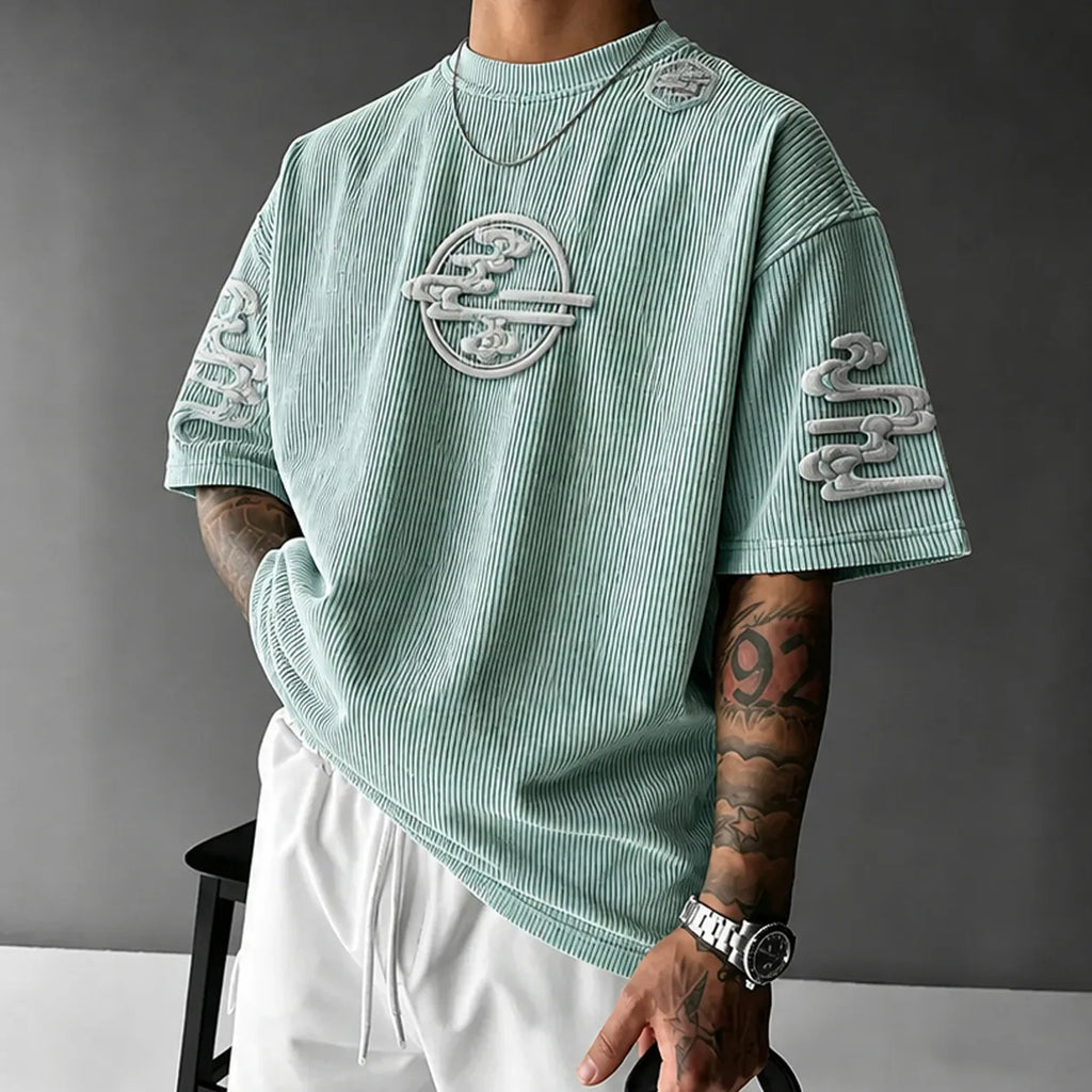 KNY Unisex Anime-Style Retro Corduroy Oversized T-Shirt