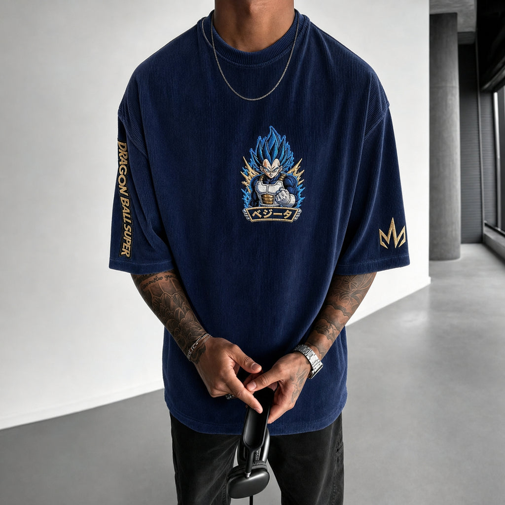 Dragon Ball Unisex Loose-Fit Rock Band Vertical Stripe T-Shirt