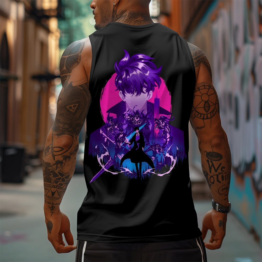 SL-Oversized Anime Print Gym Tank Top