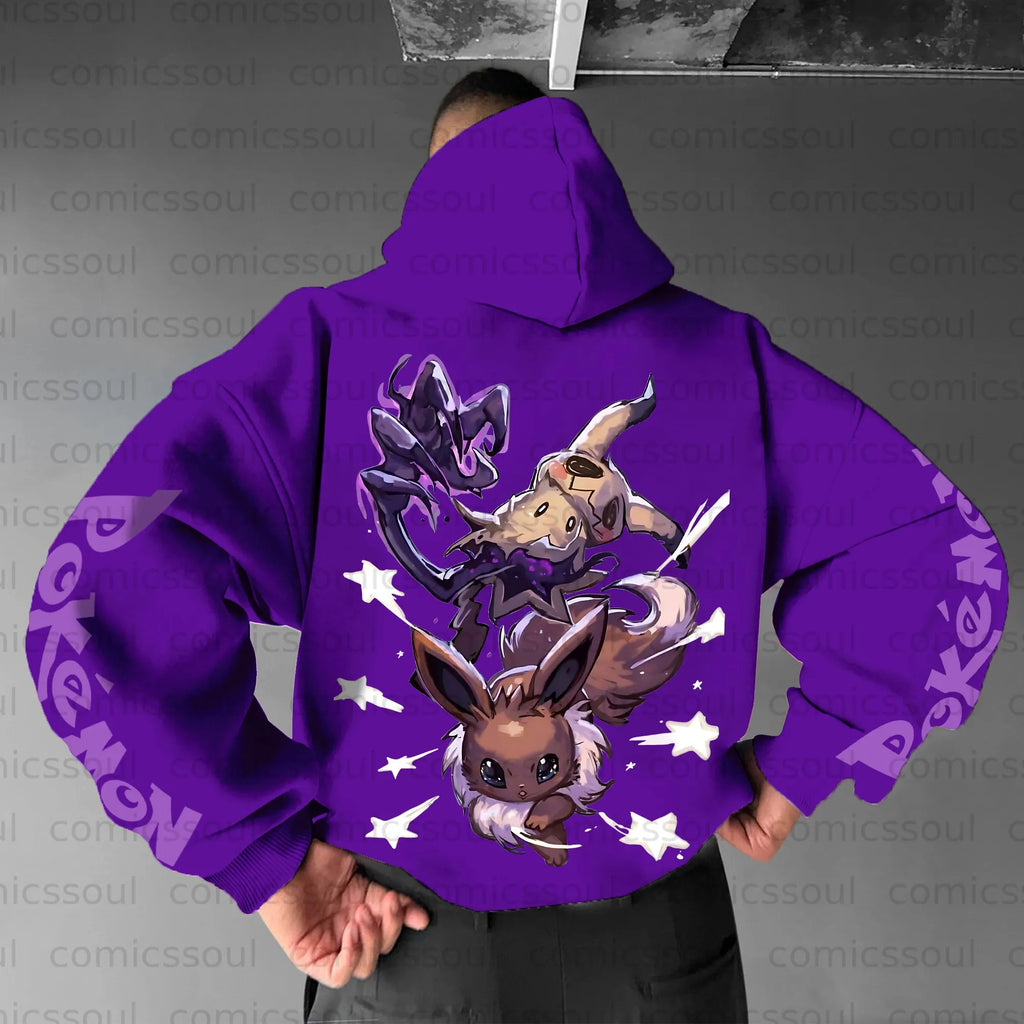 PKM-Unisex Anime Graphic Streetwear Vintage Plush Hoodie