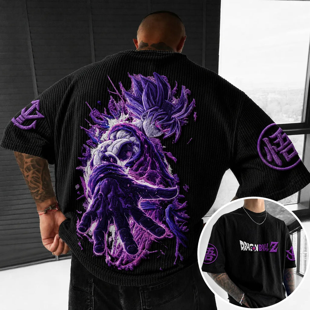 Dragon Ball Unisex Anime-Style Retro Corduroy Oversized T-Shirt