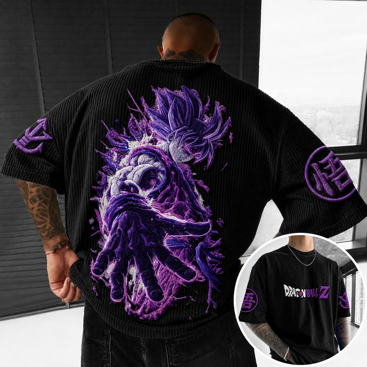 Dragon Ball Unisex Anime-Style Retro Corduroy Oversized T-Shirt