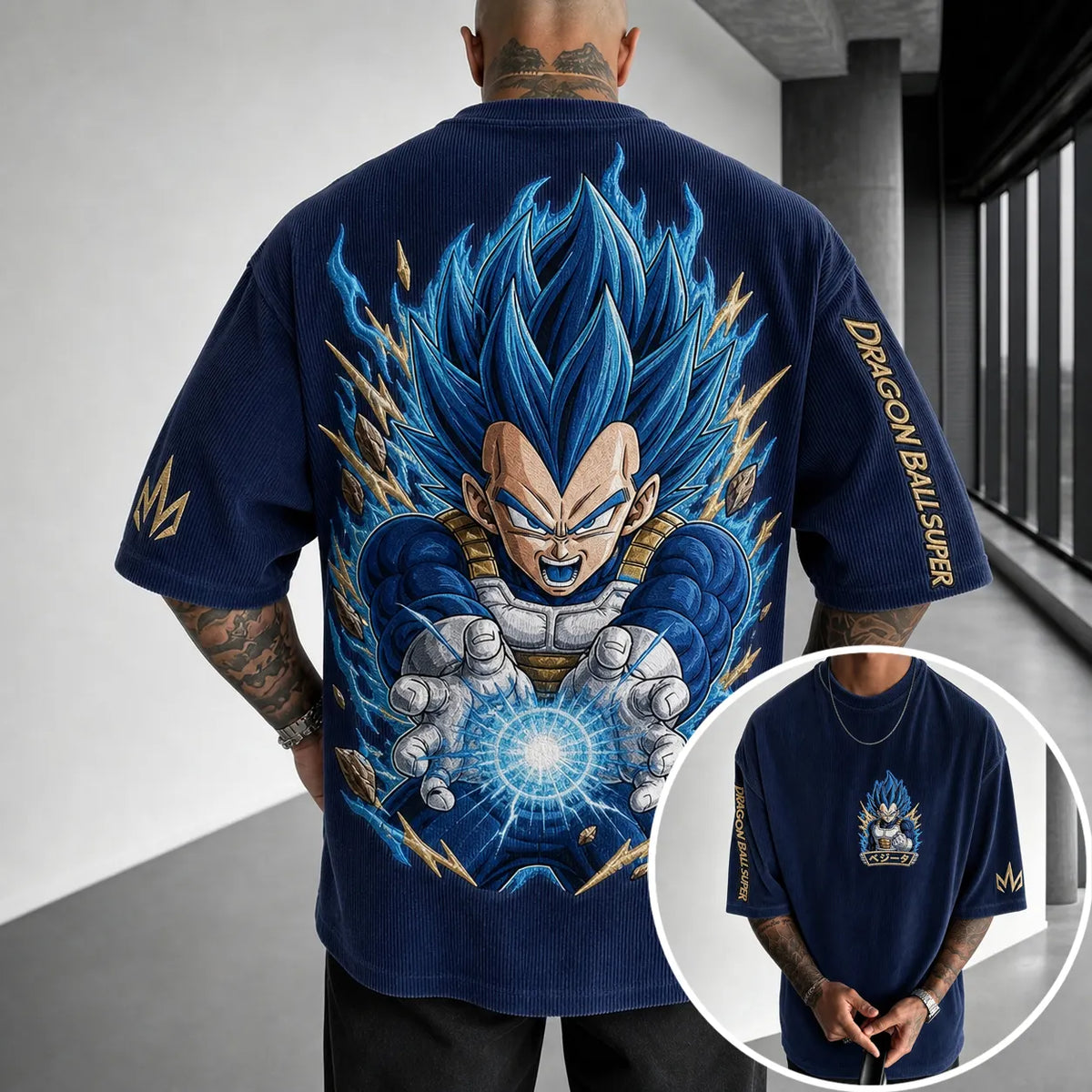 Dragon Ball Unisex Loose-Fit Rock Band Vertical Stripe T-Shirt